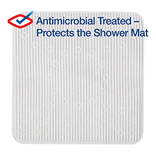 Clorox by Duck Brand Cushioned Foam Shower Mat, Non Slip Bathtub Mat with Suction Cups, Fits Square Shower Stalls, 21' x 21", White, 2 Pack