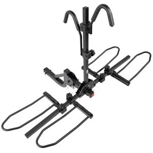 cyclingdeal 2" hitch mounted 2 bike rack - max tire width up to 5"- load up to 45 lbs per bike - platform style carrier rack for fat bikes - 20"- 29" mtbs & 700c road bikes
