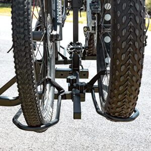 CyclingDeal 2" Hitch Mounted 2 Bike Rack - Max Tire Width up to 5"- Load up to 45 lbs Per Bike - Platform Style Carrier Rack for Fat Bikes - 20"- 29" MTBs & 700C Road Bikes