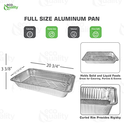 [5 Pack] Heavy Duty Full Size Deep Aluminum Pans Foil Roasting & Steam Table Pan 21x13 inch Deep Chafing Trays for Catering - Disposable Large Pans for Baking, Caterer's, Reheat, Bakeware, Grilling