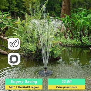 Jutai Floating Pond Fountain Pump with LED Lights Electric 2 Tier Spray, 2023 Plug in DC 12V Outdoor Water Fountain Waterfall for Small Ponds, Garden, Inground Pools, 32.8ft Power Cord(Warm White)