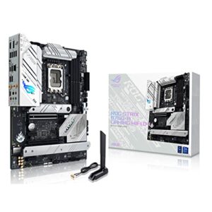 asus rog strix b760-a gaming wifi d4 intel b760 (13th and 12th gen) lga1700 white atxmotherboard, 12+1 power stages, ddr4, pcie 5.0, three m.2slots, wifi 6e, usb 3.2 gen 2x2 type-c®, and aura sync rgb