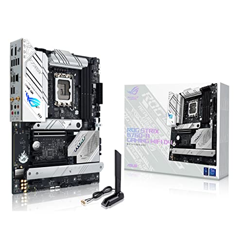 ASUS ROG Strix B760-A Gaming WiFi D4 Intel B760 (13th and 12th Gen) LGA1700 white ATXmotherboard, 12+1 power stages, DDR4, PCIe 5.0, three M.2slots, WiFi 6E, USB 3.2 Gen 2x2 Type-C®, and Aura Sync RGB