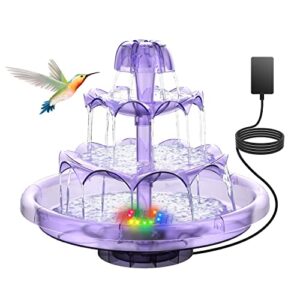 szmp 3-tier waterfall fountain, home decor electric tabletop water fountains with 32.8ft cable, colorful lights, relaxation water feature, outdoor bird bath fountain pump for porch, garden, backyard
