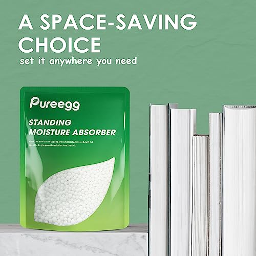 Pureegg Moisture Absorbers - 12 Pack - 8 Oz, Standing Humidity Packs with Large Capacity & Wide Application, Non-Irritant Closet Dehumidifier with Increased Efficiency & Less Plastic Waste