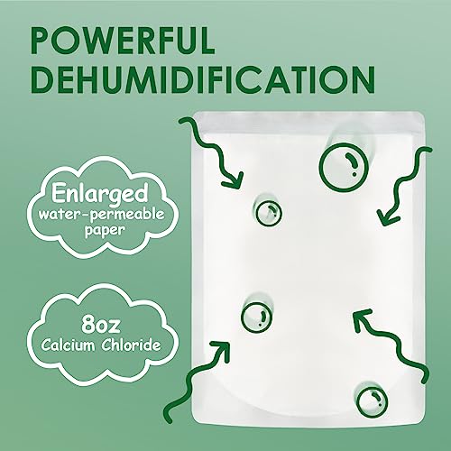 Pureegg Moisture Absorbers - 12 Pack - 8 Oz, Standing Humidity Packs with Large Capacity & Wide Application, Non-Irritant Closet Dehumidifier with Increased Efficiency & Less Plastic Waste