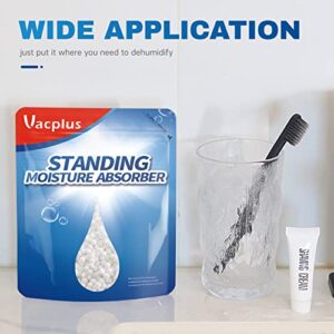 Vacplus Moisture Absorbers 12 Pack, Standing Humidity Packs for Narrow Flat Surfaces, Effective Closet Dehumidifier with Visible Water Level for Bathrooms, Kitchens & Bookshelves, Fragrance-Free