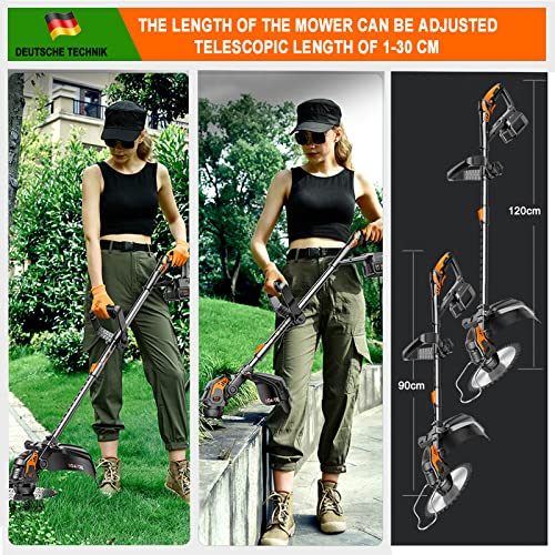 Cordless Weed Wacker/Eater, String Trimmer Battery Powered, with 2 PCS 2.0Ah Batteries and 3Types Blades, for Lawn, Yard and Bush Trimming (Black)