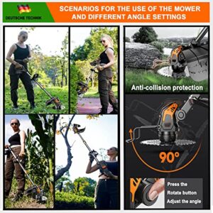 Cordless Weed Wacker/Eater, String Trimmer Battery Powered, with 2 PCS 2.0Ah Batteries and 3Types Blades, for Lawn, Yard and Bush Trimming (Black)