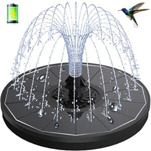 gaizerl 3.5w solar fountain with battery - work on cloudy days - 2023 upgrade glass panel solar bird bath fountain, hummingbird water feature pump with 7 nozzles, 4 fixed pipes for garden, pool, pond