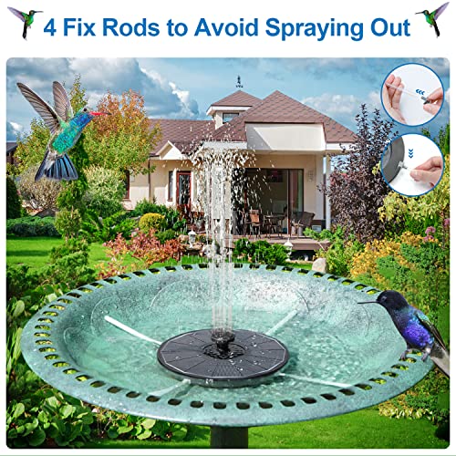 GAIZERL 3.5W Solar Fountain with Battery - Work On Cloudy Days - 2023 Upgrade Glass Panel Solar Bird Bath Fountain, Hummingbird Water Feature Pump with 7 Nozzles, 4 Fixed Pipes for Garden, Pool, Pond