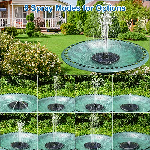 GAIZERL 3.5W Solar Fountain with Battery - Work On Cloudy Days - 2023 Upgrade Glass Panel Solar Bird Bath Fountain, Hummingbird Water Feature Pump with 7 Nozzles, 4 Fixed Pipes for Garden, Pool, Pond