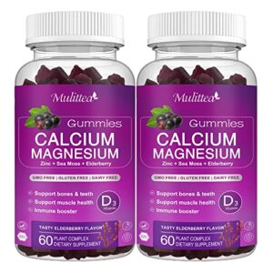 calcium magnesium zinc gummies with high absorption magnesium glycinate 200mg potassium -plant complex calcium supplement with d3 sea moss for bone, muscles, calm mood & sleep support - vegan (2 pack)