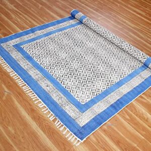 Blue Garden yoga mat Custom size rug Dining room rug Outdoor patio rug Indian handmade rug Square cotton rug Hallway runner rug Stair runner rug Rug for kitchen