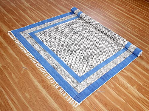 Blue Garden yoga mat Custom size rug Dining room rug Outdoor patio rug Indian handmade rug Square cotton rug Hallway runner rug Stair runner rug Rug for kitchen