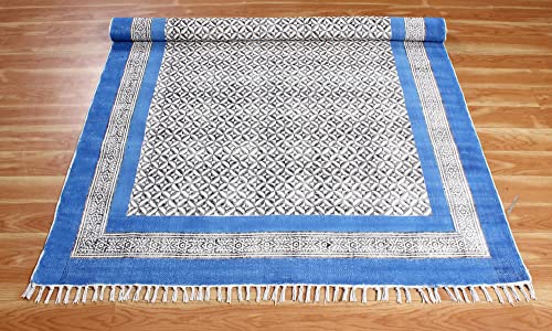 Blue Garden yoga mat Custom size rug Dining room rug Outdoor patio rug Indian handmade rug Square cotton rug Hallway runner rug Stair runner rug Rug for kitchen