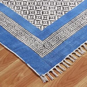 Blue Garden yoga mat Custom size rug Dining room rug Outdoor patio rug Indian handmade rug Square cotton rug Hallway runner rug Stair runner rug Rug for kitchen