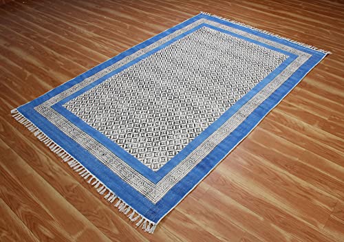 Blue Garden yoga mat Custom size rug Dining room rug Outdoor patio rug Indian handmade rug Square cotton rug Hallway runner rug Stair runner rug Rug for kitchen