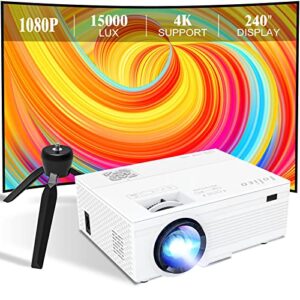 iolieo projector,2023 upgraded 1080p projector supported with 240" display,380ansi projector compatible with tv stick smartphone full hd 1080p hdmi,usb,vga,av,for home cinema & outdoor movies