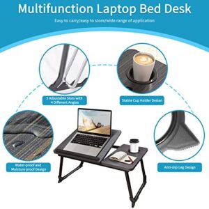 CloudTrip Laptop Desk for Bed or Couch, Lap Desk, Woking in Bed Desk, Home Office Desks, Breakfast Tray, Desk with Cup Holder, Watching Movies in Bed, Laptop Stand for Bed, Fordable Legs Desk (Black)