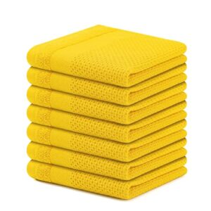 homaxy 100% cotton dish cloths, pack of 8-12 x 12 inches, waffle weave super soft and absorbent dish towels quick drying dishcloths, yellow