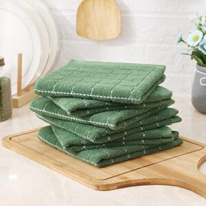 Homaxy 100% Cotton Terry Kitchen Dish Cloths, Ultra Soft and Absorbent Dish Towels for Kitchen, Perfect for Drying and Washing Dishes, 6 Pack, 12 x 12 Inches, Grass Green