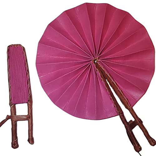 Pink African Fabric Folding Fan: Church, Ankara, Leather, Wedding, Sports, and Pouch Included!