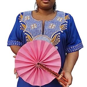 Pink African Fabric Folding Fan: Church, Ankara, Leather, Wedding, Sports, and Pouch Included!