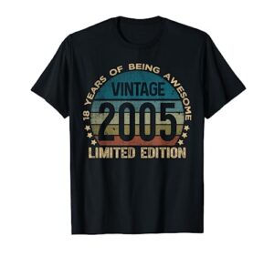 18th birthday 18 year old limited edition gifts vintage 2005 t-shirt