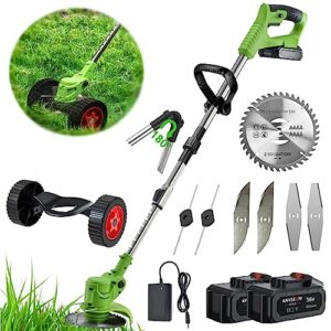 electric weed wacker cordless stringless 36v 4.0 ah electric weed eater battery powered，grass trimmer edger lawn tool with 2 batteries and 3 types blades lightweight brush cutter for yard and garden
