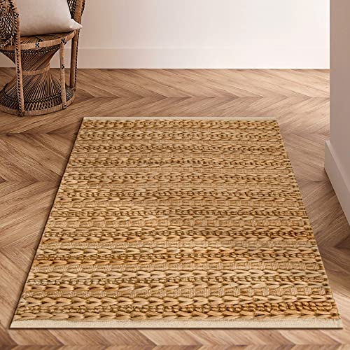 Jute Cotton Patsan Rug 24x36 inches (2x3 Feet) Farmhouse Style,Indoor Entryway Rug, for Room Doorway of Your Home, Hand Woven by Skilled Artisans_Natural Jute Cotton Rug