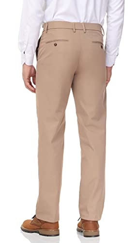 Soojun Men's Classic Fit Wrinkle Resistant Comfort Waist Flex Pant, Khaki, 38Wx30L