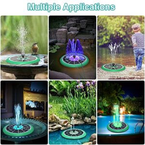 SZMP Solar Fountain 5W Bird Bath Fountains 2023 Upgraded UFO Lights, Solar Powered Fountain Pump with 7 Nozzle & 4 Fixer, 4000 Battery, Solar Fountain Pump for Bird Bath, Garden, Patio, Pond, Outdoor