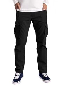 thwei mens casual cargo pants cotton jogger sweatpants elastic waist trousers black s