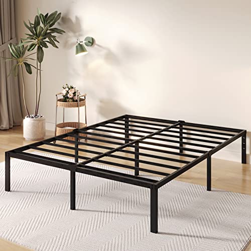 Kilyssa Full Size Bed Frame 18 Inches High, Metal Platform Bed Frames 3500 lbs Heavy Duty Steel Slat Support Easy Assembly Bed Frames Full Noise Free No Box Spring Needed,Black