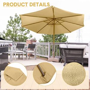 Hillban 2 Pieces Patio Umbrella Replacement 9 ft 8 Ribs Strong and Thick Umbrella Canopy Outdoor Umbrella Replacement Top Shade Cover, Fit Outdoor Yard Garden Umbrella Canopy (Khaki)