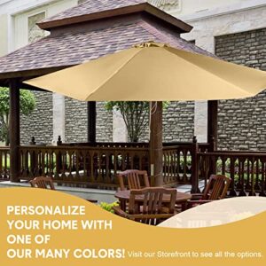 Hillban 2 Pieces Patio Umbrella Replacement 9 ft 8 Ribs Strong and Thick Umbrella Canopy Outdoor Umbrella Replacement Top Shade Cover, Fit Outdoor Yard Garden Umbrella Canopy (Khaki)