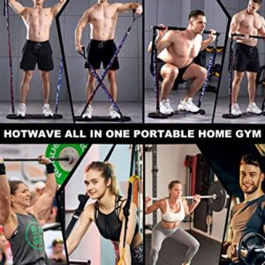 HOTWAVE Ultimate Portable Home Gym with 16 Fitness Accessories,20 in 1 Push Up Board,Resistance Bands with Ab Roller Wheel,Full Body Workout Equipment at Home for Man and Woman