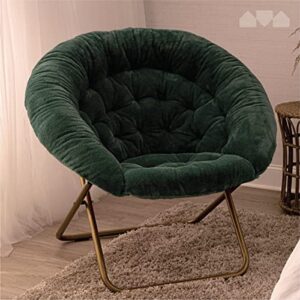Milliard Cozy Chair/Faux Fur Saucer Chair for Bedroom/X-Large (Green)