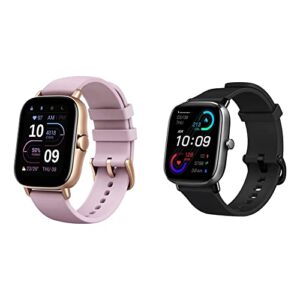 amazfit gts 2e smart watch for women, purple & gts 2 mini smart watch for men android iphone, alexa built-in, 14-day battery life, fitness tracker -black