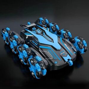 remote control car for boys 4-7 & 8-12, kids rc stunt car toy, 360 ° rotating remote control car toys with spray and led, 2.4ghz rc cars, 2 batteries, birthday gift for 6, 7+ year old boys