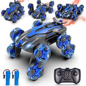 Remote Control Car for Boys 4-7 & 8-12, Kids RC Stunt Car Toy, 360 ° Rotating Remote Control Car Toys with Spray and LED, 2.4Ghz RC Cars, 2 Batteries, Birthday Gift for 6, 7+ Year Old Boys