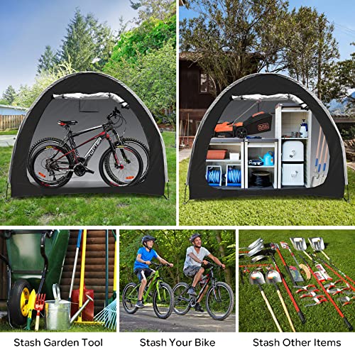 SAN LIKE Bike Storage Tent,78.7"x 33.5"x 65" Outdoor Bike Cover - Waterproof Lawn Mower Garden Tools Shed - Backyard Storage Tent Shelter W/Fixing Peg Bicycle Shed