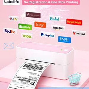 Phomemo Bluetooth Thermal Label Printer for Shipping Label - Wireless Shipping Label Printer for Phone & Pad & PC, Pink Label Printer Used for Amazon, Ebay,UPS, Shopify, TikTok, USPS, FedEx, DHL, Temu