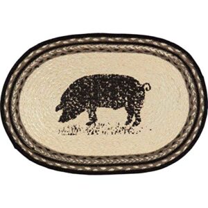for farmhouse chic black pig placemat jute braided table doily candle place mat area home & garden