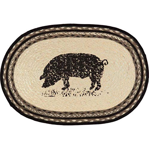 for Farmhouse Chic Black Pig Placemat Jute Braided Table Doily Candle Place Mat Area Home & Garden