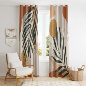 zyllglow 2 panel mid century modern curtain set thick cotton boho curtain blackout for bedroom boho decor for living room