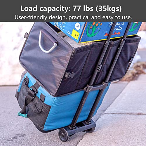 Acroma Folding Luggage Cart with 2 Elastic Ropes, 77 lbs Portable Hand Truck, 2-Wheeled Utility Dolly Cart Ideal for Travel, Moving, Shopping, Office Use and More