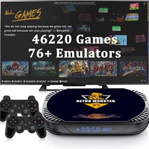 Game Consoles Built-in 46220 Retro Games, Retro Console with S905X4 Chip, Plug and Play Video Game Console for 4K TV, EmuELEC 4.6 Gaming System/Android TV 11 all in 2, Emulator Console Support WiFi/BT