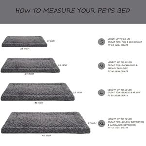 Washable Dog Bed Mat Reversible Dog Crate Pad Soft Fluffy Pet Kennel Beds Dog Sleeping Mattress for Large Jumbo Medium Small Dogs, 35 x 22 Inch, Gray